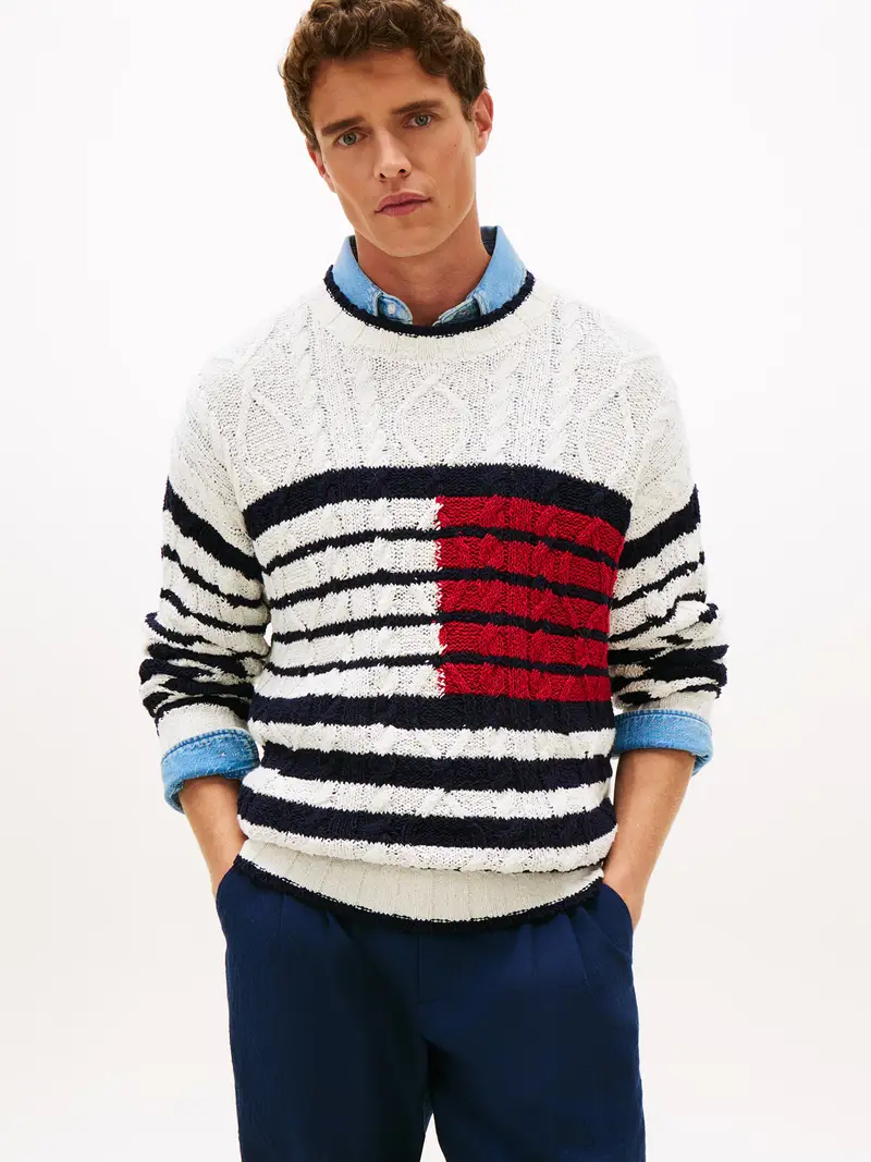 Pullover BRETON navy / rosso / bianco lana miniatura 2