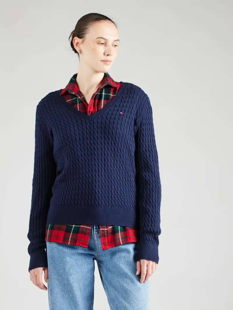 Pullover 'Cable' navy / blu scuro / rosso / bianco miniatura 2
