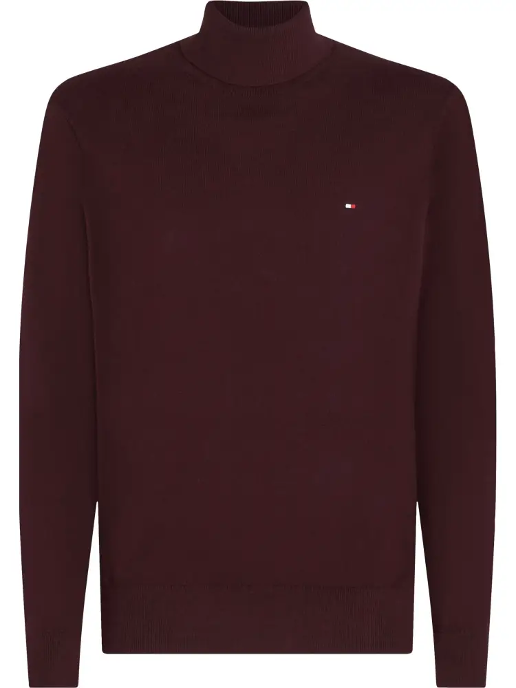 pullover con cashmere e collo dolcevita bordeaux