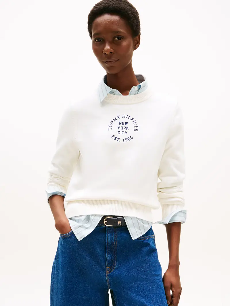 Pullover écru / navy Écru miniatura 2