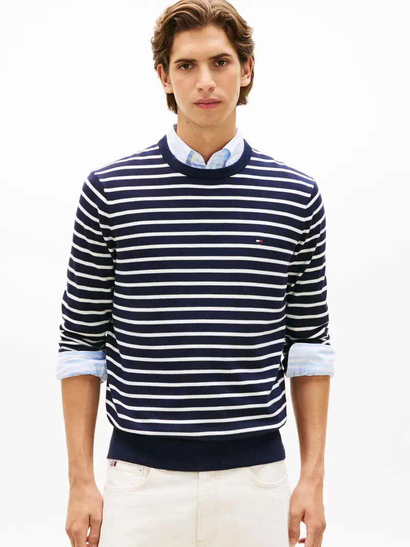 Pullover ESSENTIAL navy / bianco miniatura 2