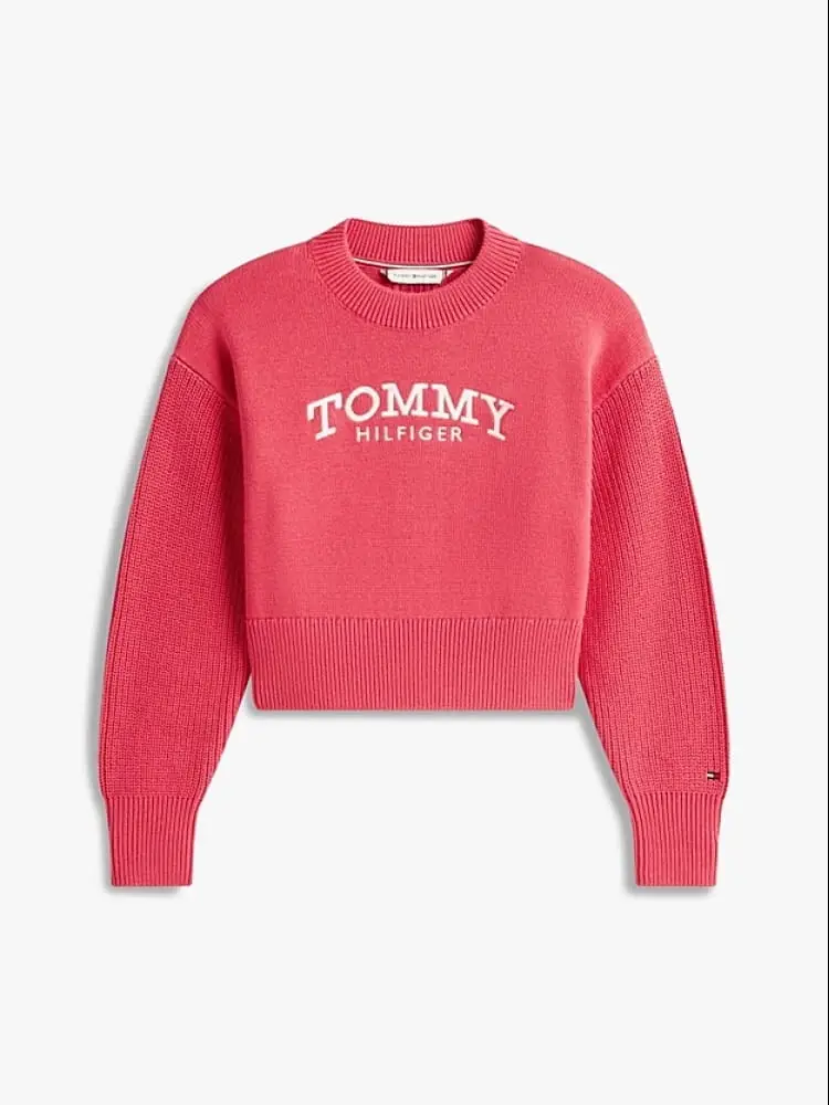 pullover kids/junior relaxed fit con logo ricamato rosa