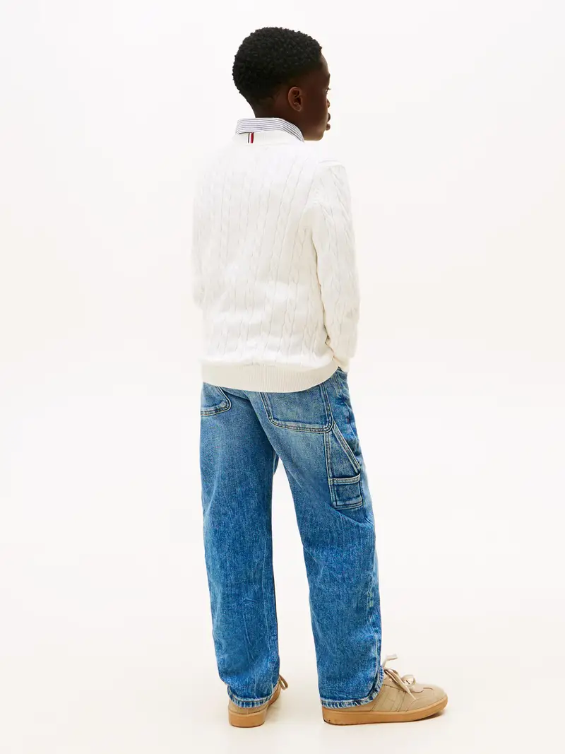 Pullover marino / bianco miniatura 3