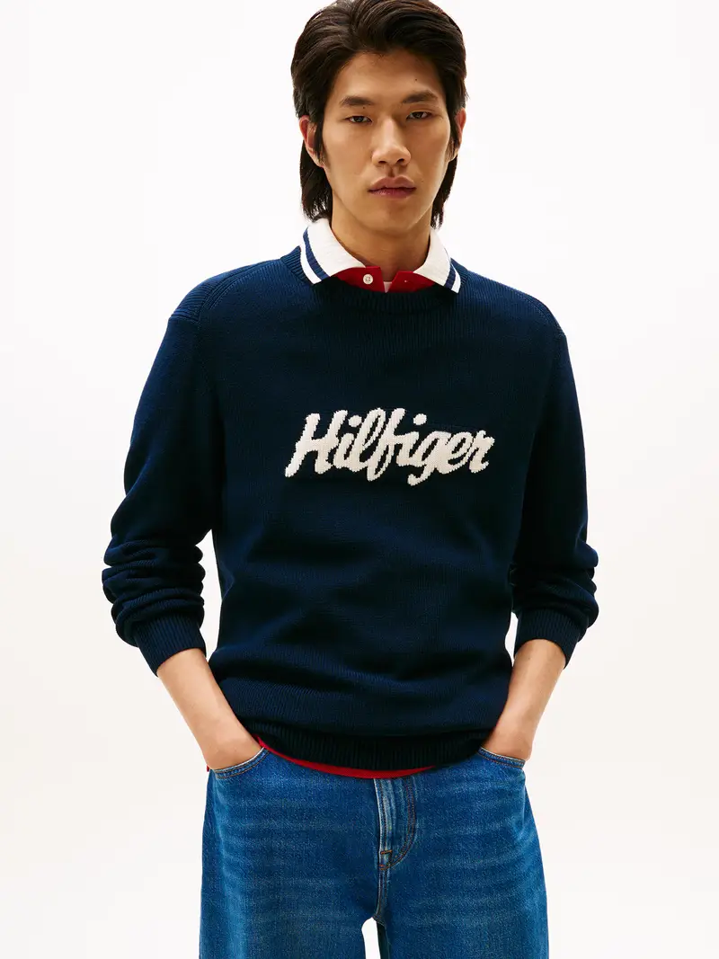 Pullover navy / bianco miniatura 2