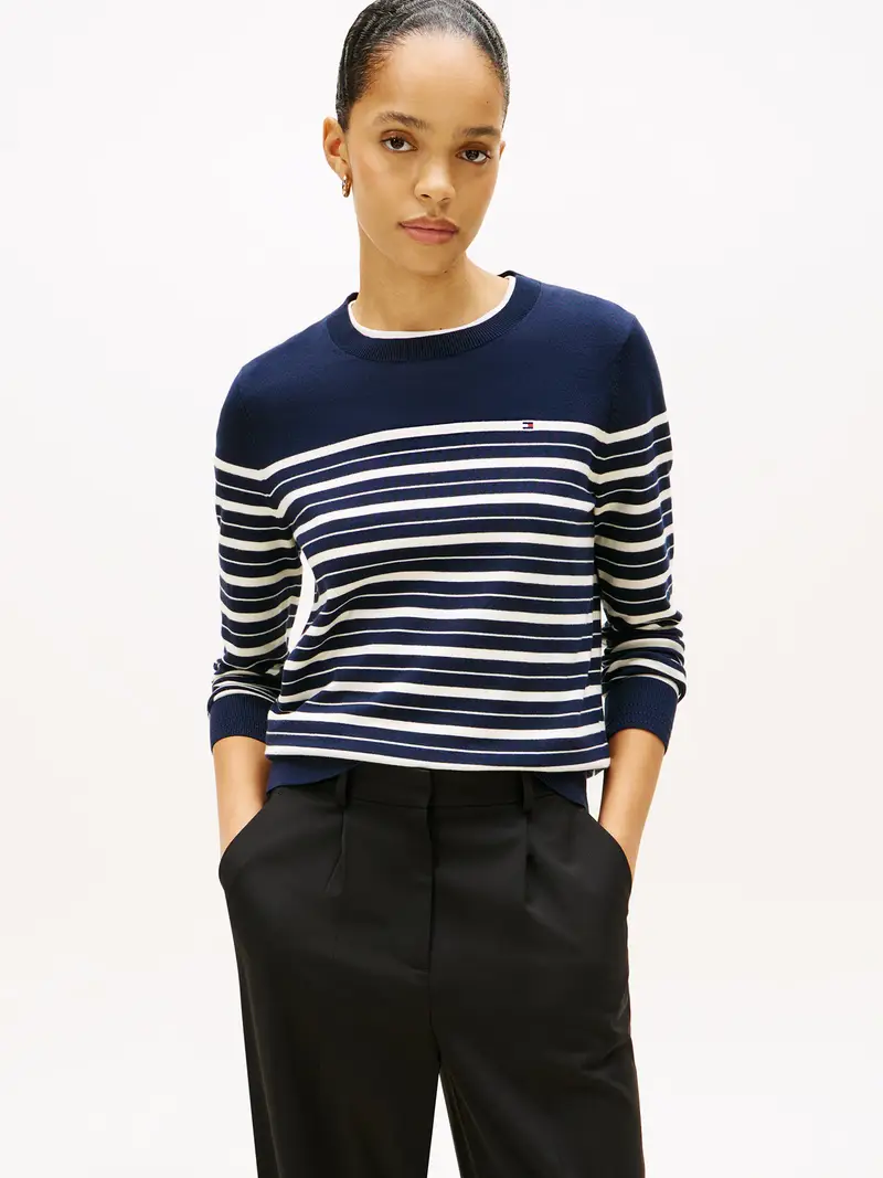 Pullover navy / bianco miniatura 2