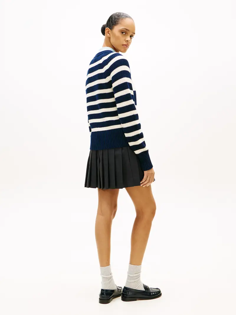 Pullover navy / bianco miniatura 3