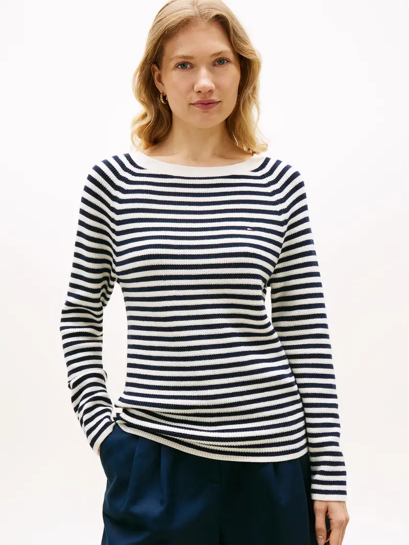 Pullover navy / bianco miniatura 2
