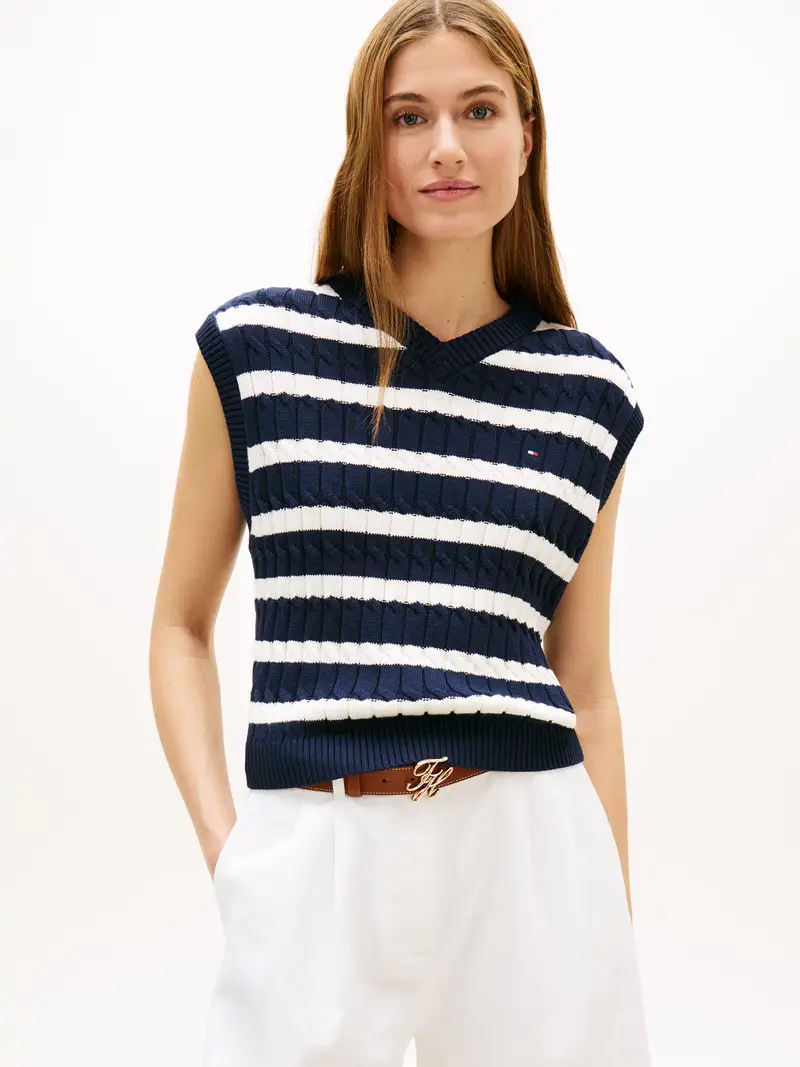 Pullover navy / bianco miniatura 2