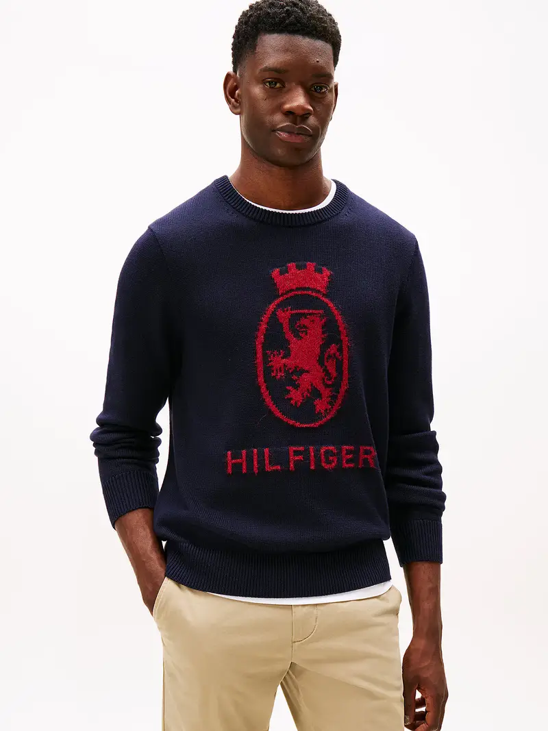 Pullover navy / rosso scuro miniatura 2