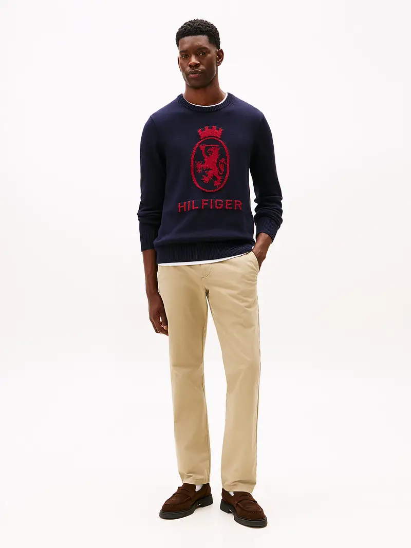 Pullover navy / rosso scuro miniatura 3