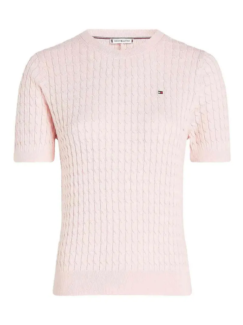 Pullover Slim Fit A Maniche Corte Rosa