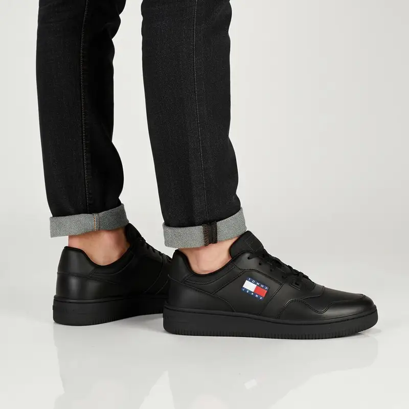 Retro Basket Essential - Herren Sneakers Schuhe Leder Schwarz EM0EM01395-BDS ORIGINAL EU 44 UK 10 nero miniatura 2