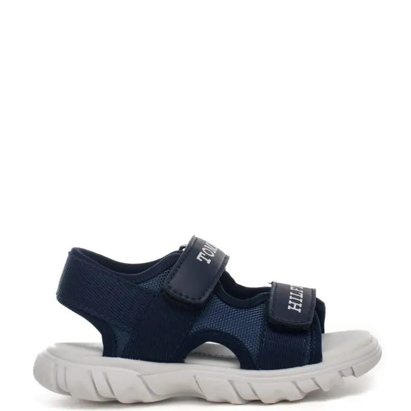 Tommy Hilfiger sandali bimbo con doppio strappo blu con logo