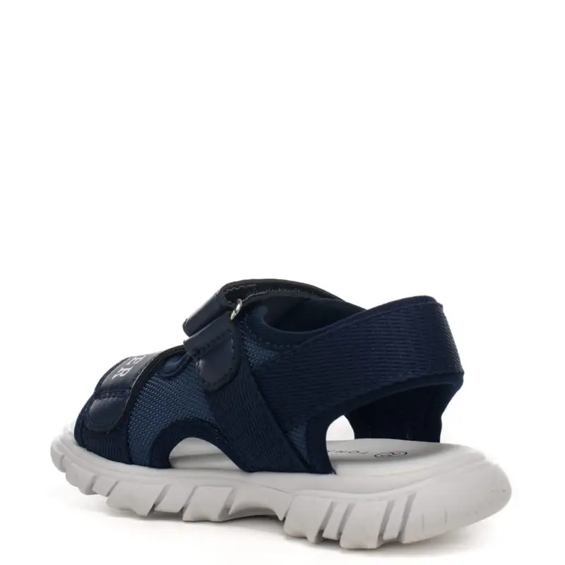 Tommy Hilfiger sandali bimbo con doppio strappo blu con logo miniatura 3