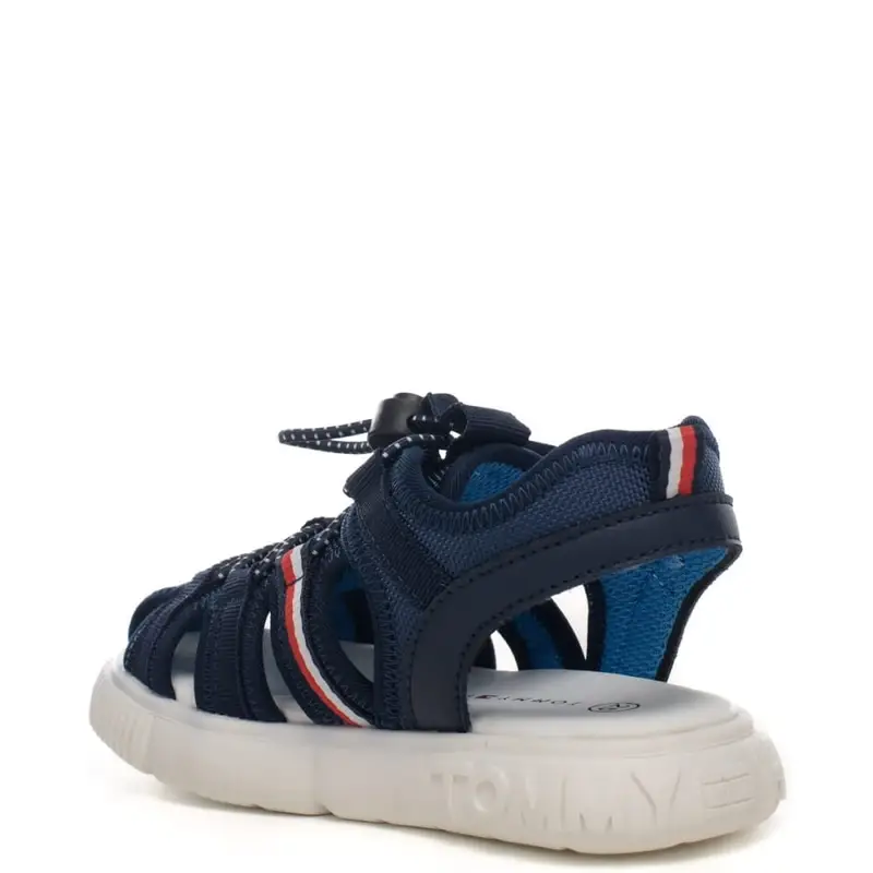 Tommy Hilfiger sandali bimbo con laccio blu ed inserti rossi miniatura 3