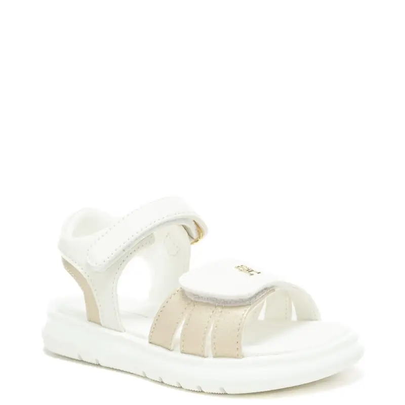 sandali da bambina con dettagli a contrasto e doppio strappo bianco platino miniatura 2