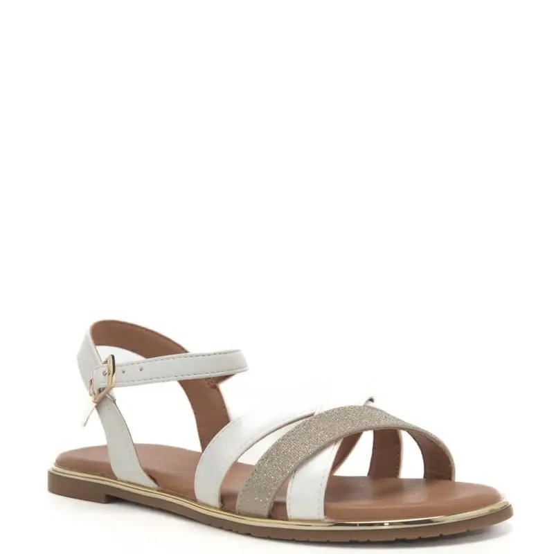 Tommy Hilfiger sandali da bambina con fascette anteriori a intreccio e chiusura con fibbia bianco platino miniatura 2