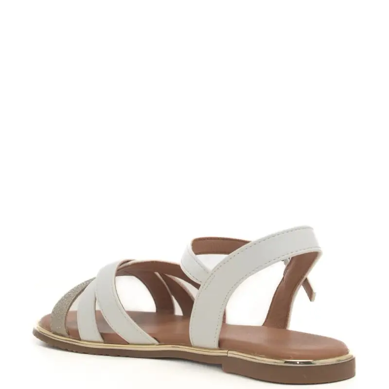 Tommy Hilfiger sandali da bambina con fascette anteriori a intreccio e chiusura con fibbia bianco platino miniatura 3