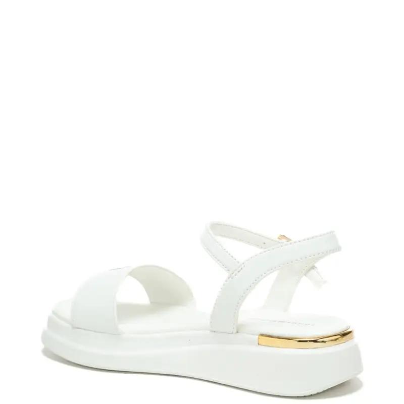 sandali da bambina in pelle con inserto laminato sul retro bianchi miniatura 2