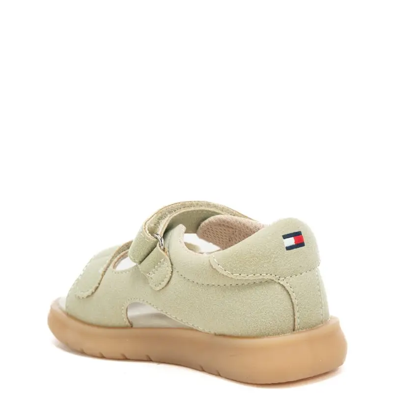 sandali da bambino in suede con logo lettering stampato sul davanti beige miniatura 3