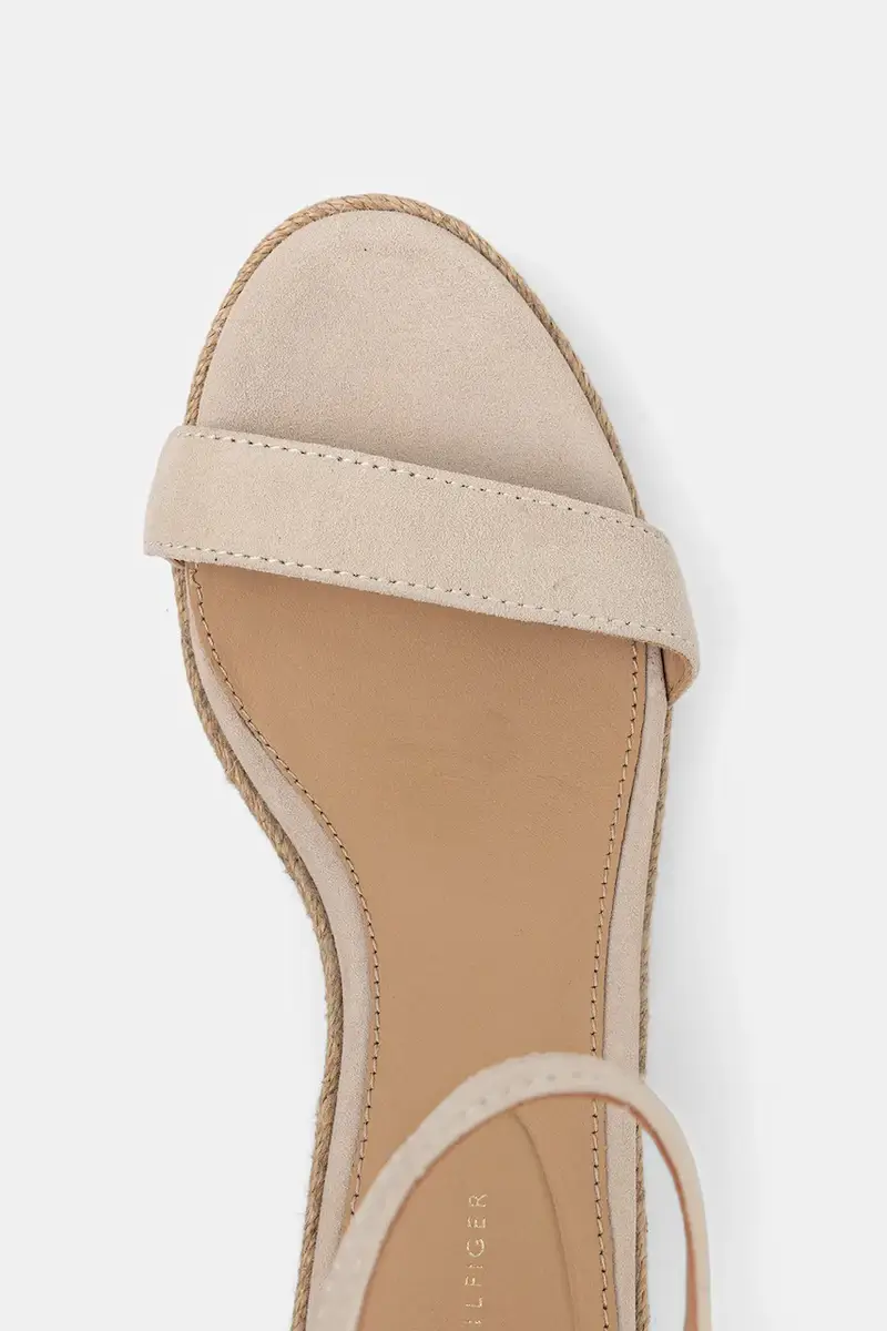 sandali in camoscio SUEDE ANKLE MID WEDGE ESPADRILLE colore beige FW0FW08479 miniatura 4