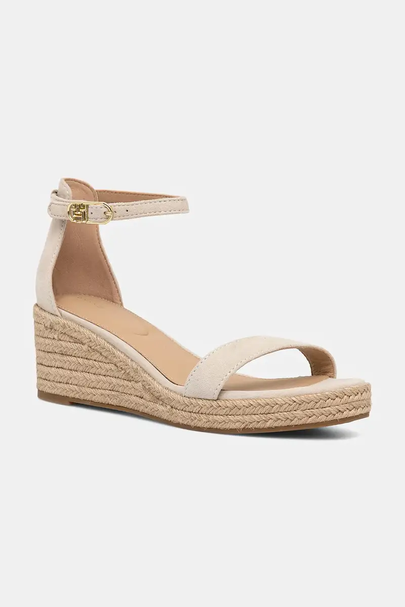 sandali in camoscio SUEDE ANKLE MID WEDGE ESPADRILLE colore beige FW0FW08479