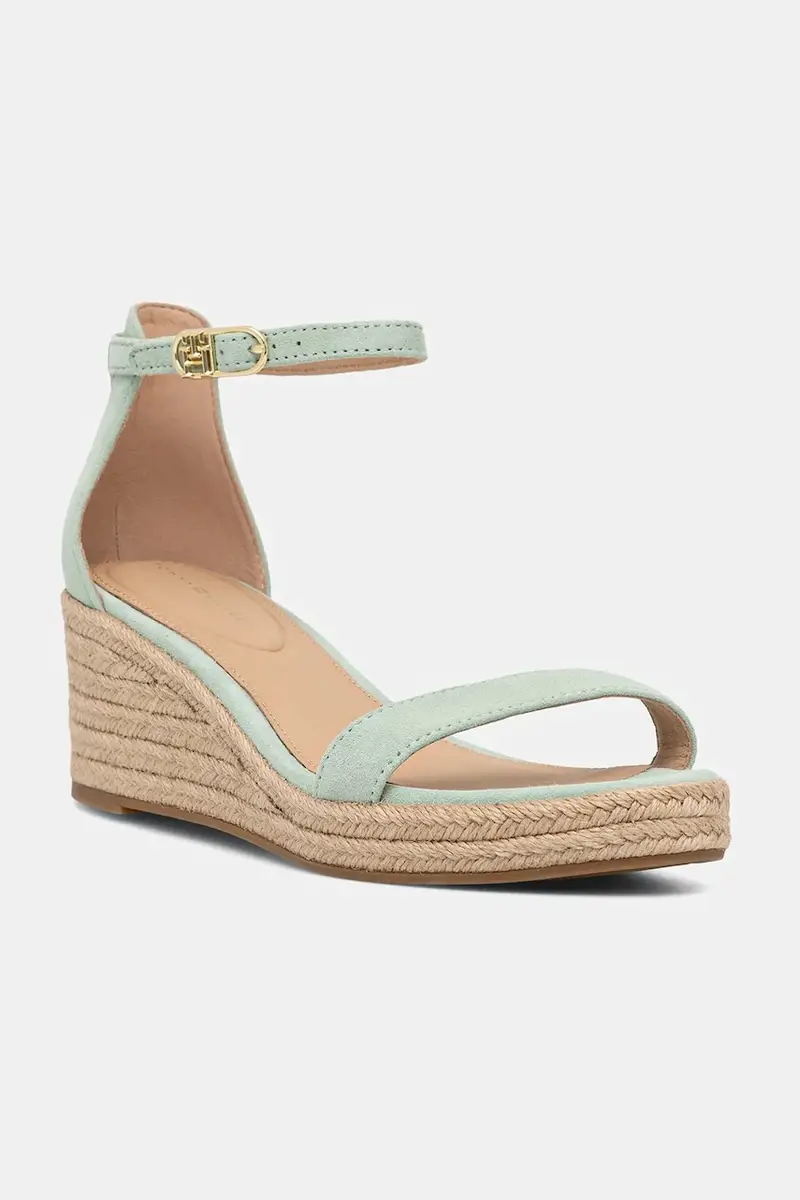sandali in camoscio SUEDE ANKLE MID WEDGE ESPADRILLE colore verde FW0FW08479