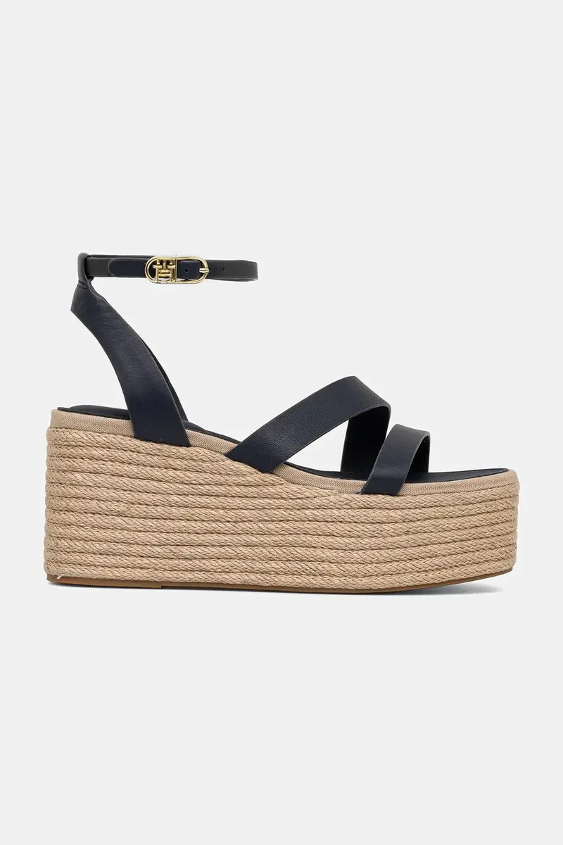 sandali in pelle ANKLE STRAP LEATHER PLATFORM colore blu navy FW0FW08497 miniatura 2
