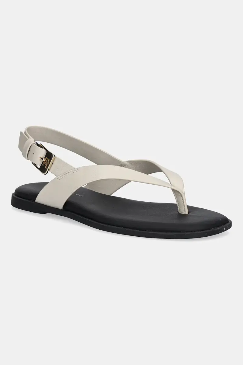 sandali in pelle COLOR BLOCK THONG FLAT SANDAL donna colore beige FW0FW08883