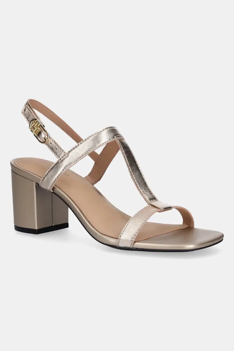 sandali in pelle LEATHER BLOCK HEEL SANDAL METAL colore oro FW0FW08590