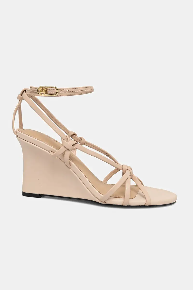 sandali in pelle LEATHER KNOTS WEDGE SANDAL colore beige FW0FW08417 miniatura 2