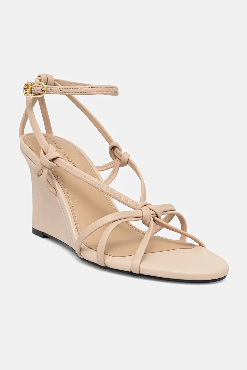 sandali in pelle LEATHER KNOTS WEDGE SANDAL colore beige FW0FW08417
