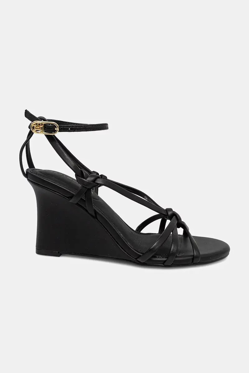 sandali in pelle LEATHER KNOTS WEDGE SANDAL colore nero FW0FW08417 miniatura 2