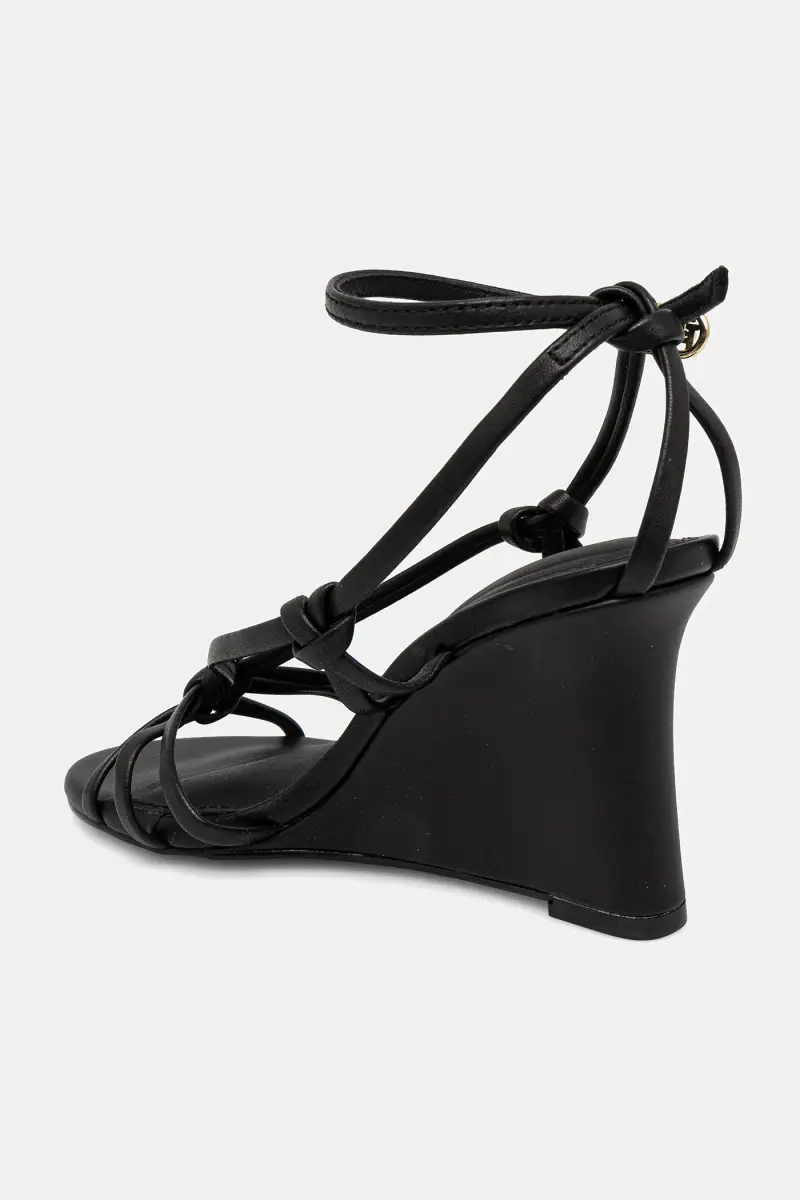 sandali in pelle LEATHER KNOTS WEDGE SANDAL colore nero FW0FW08417 miniatura 3