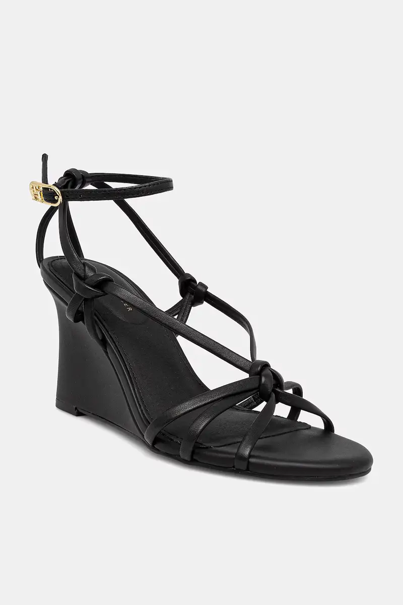 sandali in pelle LEATHER KNOTS WEDGE SANDAL colore nero FW0FW08417