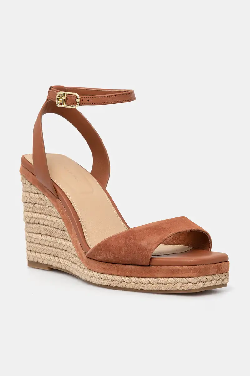 sandali in pelle LEATHER & SUEDE HIGH WEDGE ESPAD colore marrone FW0FW08803