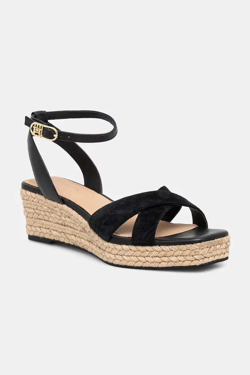 sandali in pelle LEATHER & SUEDE MID WEDGE ESPAD colore nero FW0FW08804