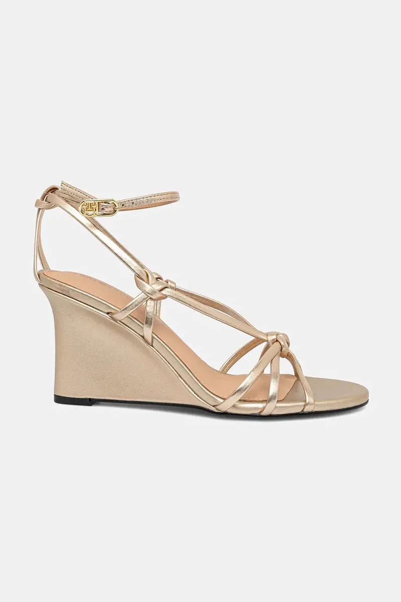 sandali in pelle METAL LEATHER KNOTS WEDGE SANDAL colore oro FW0FW08801 miniatura 2