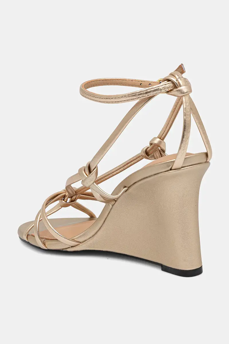 sandali in pelle METAL LEATHER KNOTS WEDGE SANDAL colore oro FW0FW08801 miniatura 3