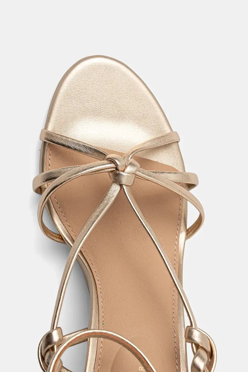 sandali in pelle METAL LEATHER KNOTS WEDGE SANDAL colore oro FW0FW08801 miniatura 4