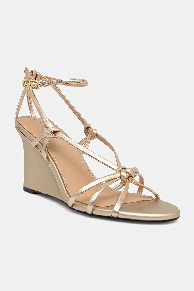 sandali in pelle METAL LEATHER KNOTS WEDGE SANDAL colore oro FW0FW08801