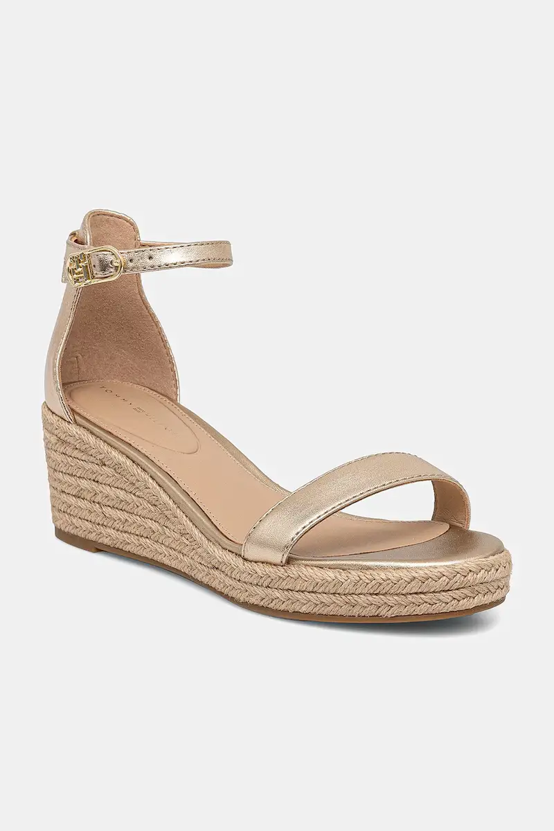 sandali in pelle TH METALLIC MID WEDGE ESPADRILLE colore oro FW0FW08663