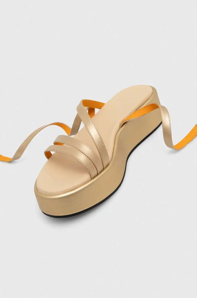 sandali in pelle TH STRAP GOLD PLATFORM donna colore oro FW0FW07729 miniatura 2