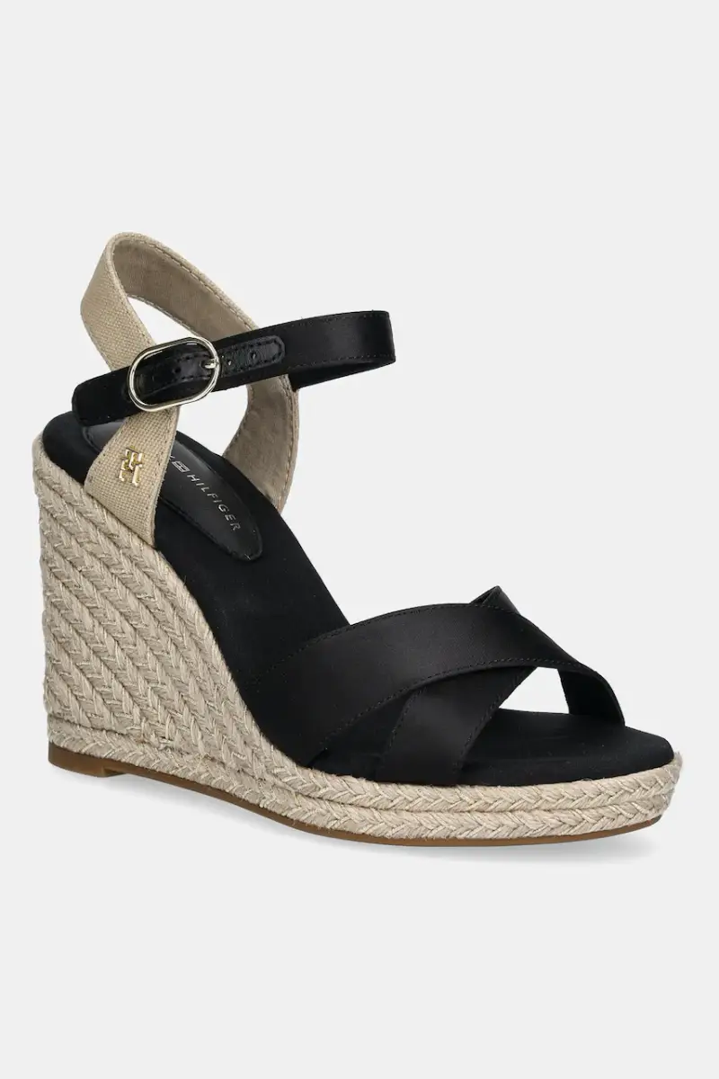 sandali SATIN HIGH WEDGE ESPADRILLE colore nero FW0FW08602