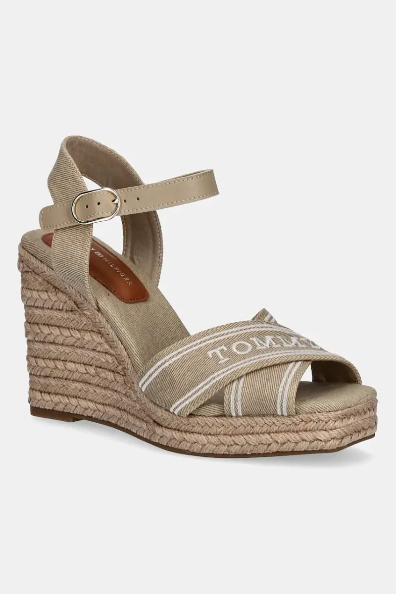 sandali TOMMY HILFIGER ESPAD HIGH WEDGE colore beige FW0FW08668