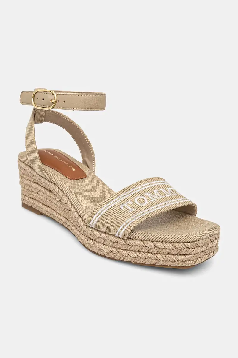sandali TOMMY HILFIGER ESPAD MID WEDGE colore beige FW0FW08805