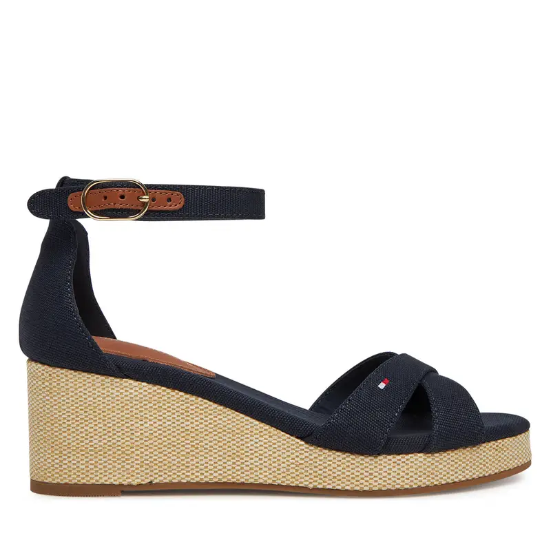 Sandali Tommy Hilfiger Flag Criss-Cros Mid Wedge Espad FW0FW08481 Blu scuro