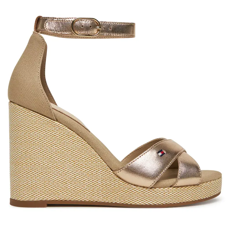 Sandali Tommy Hilfiger Flag Metallic High Wedge Espad FW0FW08811 Oro