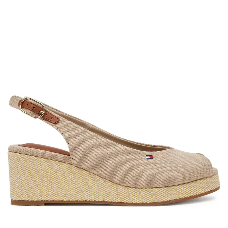 Sandali Tommy Hilfiger Flag Mid Wedge Espad Slingback FW0FW08595 Beige