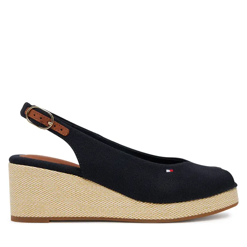 Sandali Tommy Hilfiger Flag Mid Wedge Espad Slingback FW0FW08595 Blu scuro
